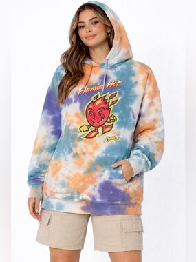 Cheetos Flamin Hot Tie Dye Hoodie Graphic Pullover Oversized Streetwear Large